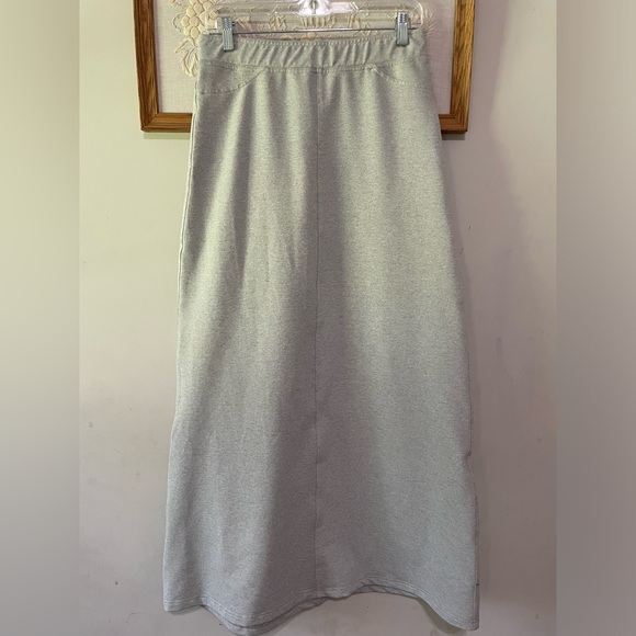 Main Street Exchange gray knit modest maxi skirt faux denim - Picture 4 of 8